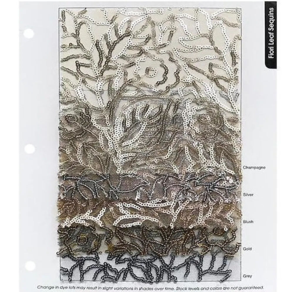 Fiori Leaf Sequins (w/ Poly Lining) Table Napkin Silver