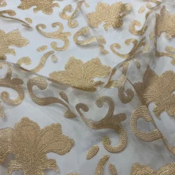Fleur De Lis Table Linen in Champagne