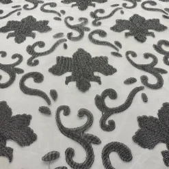 Fleur De Lis Table Linen in Charcoal