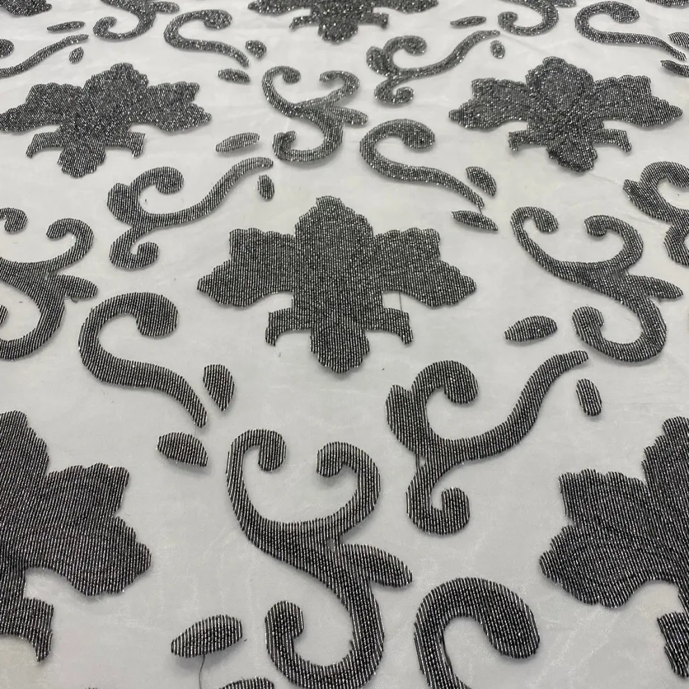 Fleur De Lis Table Linen in Charcoal