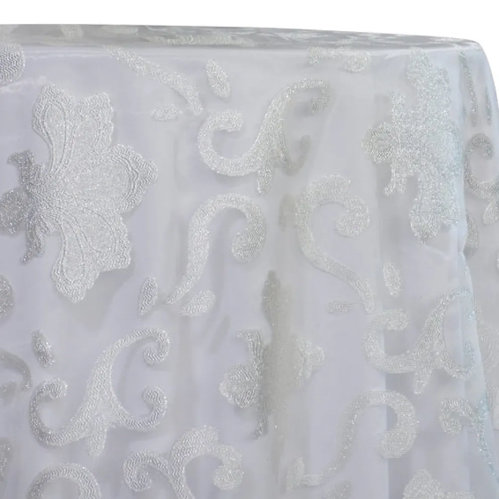 Fleur De Lis Table Linen in White