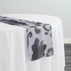 Fleur De Lis Table Runner in Charcoal