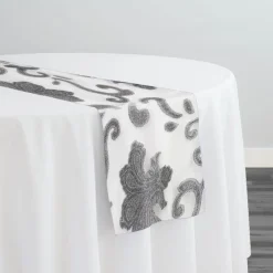 Fleur De Lis Table Runner in Silver