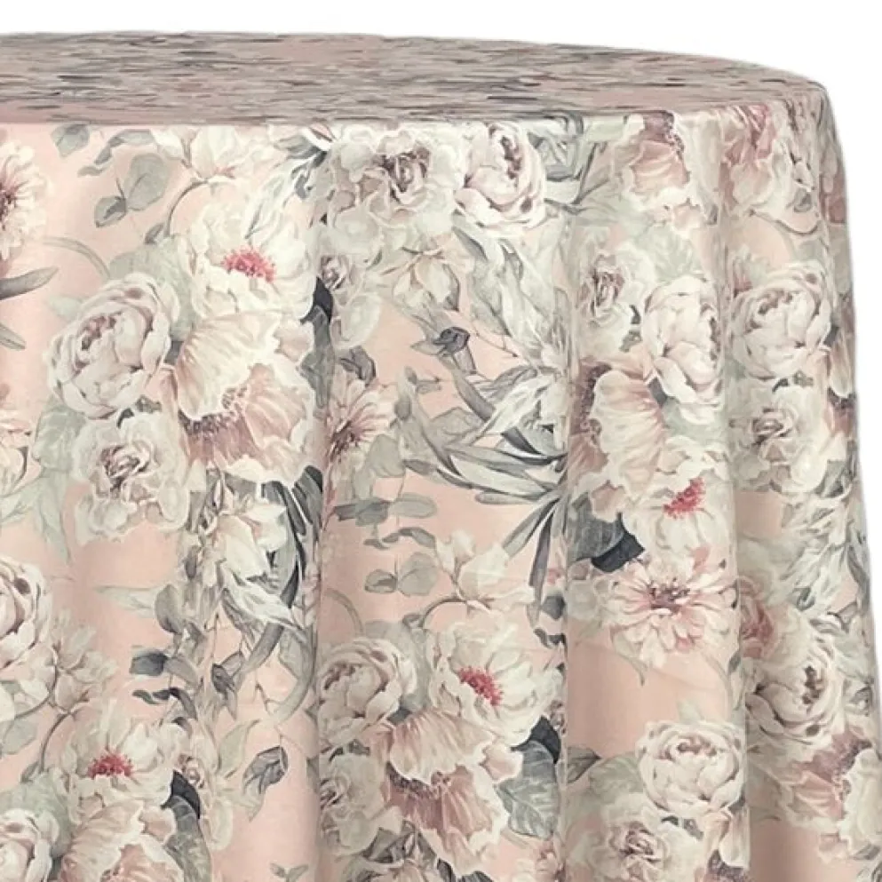 Floral Dusk (Poly Print) Table Linen in Blush