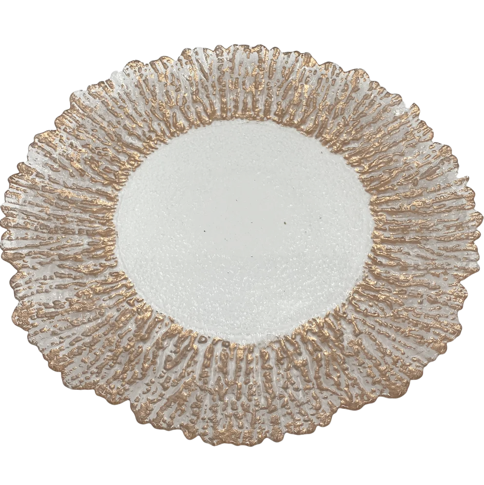 Floral - Glass Charger Plate in Rose Gold (Item # 0238)