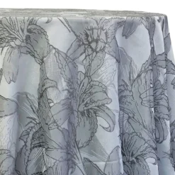 Floral Reef Jacquard Table Linen in Silver