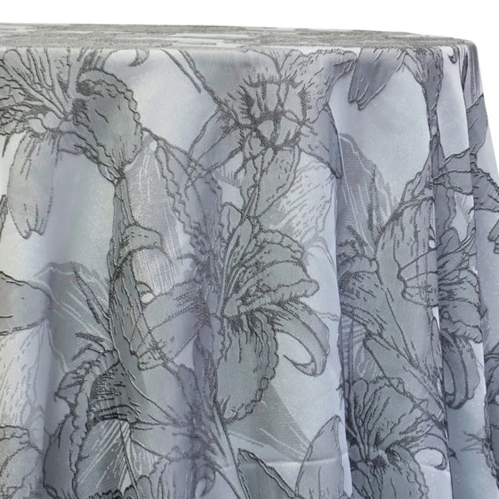 Floral Reef Jacquard Table Linen in Silver