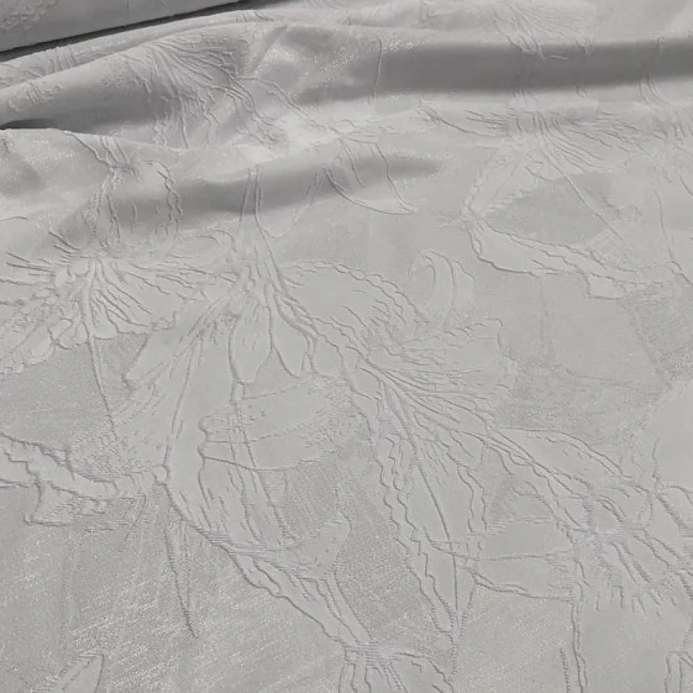 Floral Reef Jacquard Table Linen in White