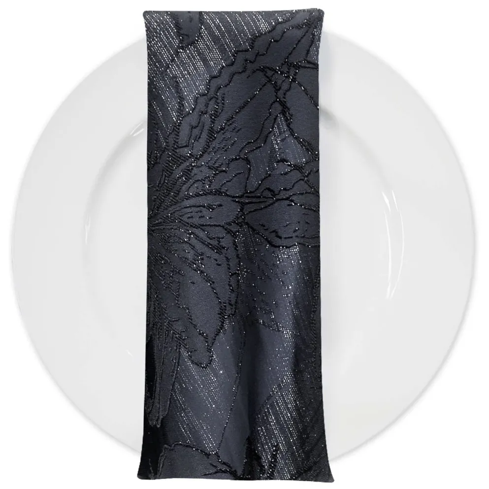 Floral Reef Jacquard Table Napkin in Black