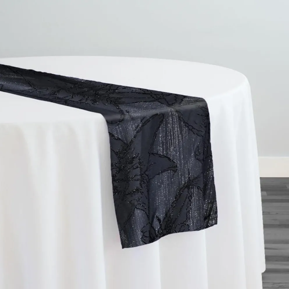 Floral Reef Jacquard Table Runner in Black