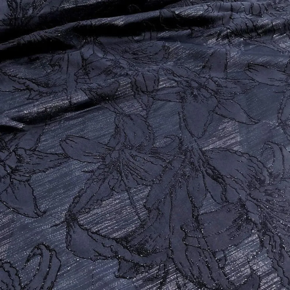 Floral Reef Jacquard Table Runner in Navy