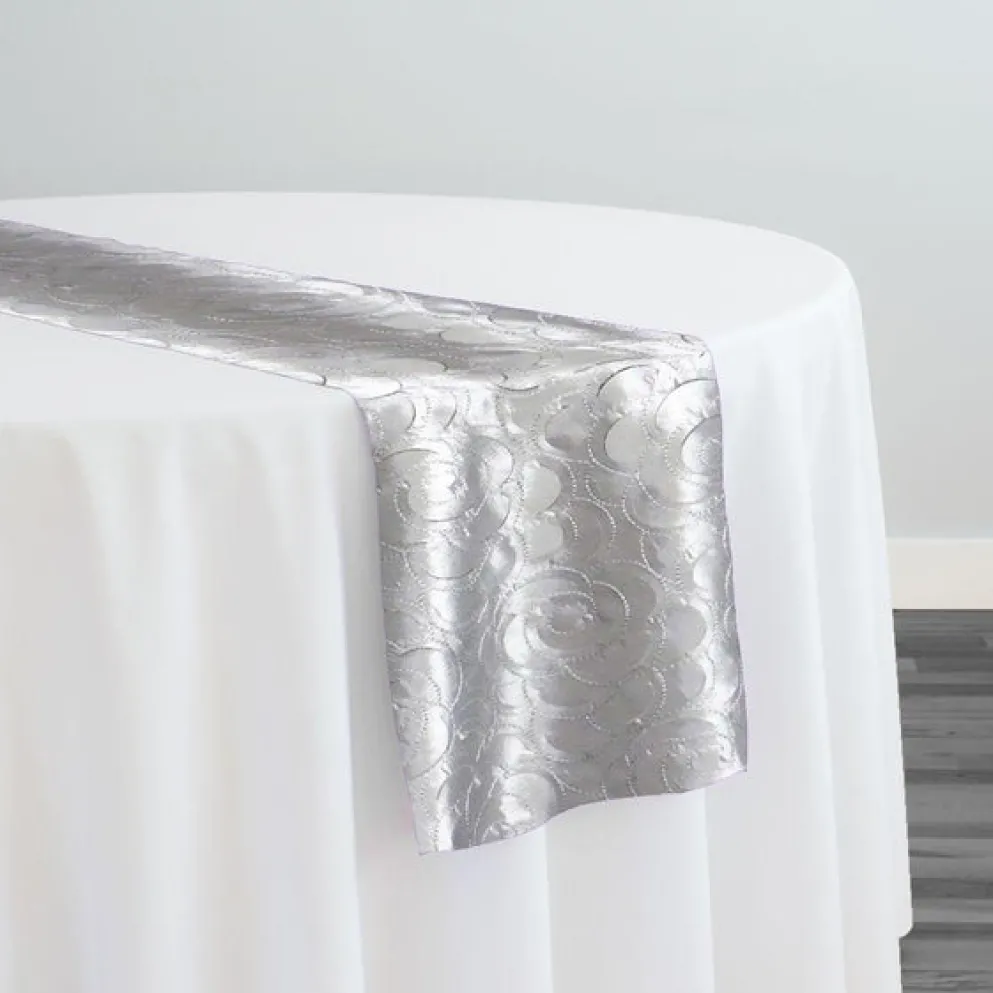 Flora Rose Table Runner in Silver