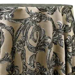 Florence Jacquard Table Linen in Black and Grey