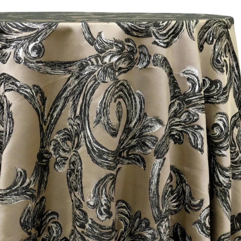 Florence Jacquard Table Linen in Black and Grey