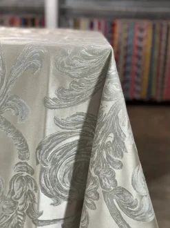 Florence Jacquard Table Linen in Silver and Grey
