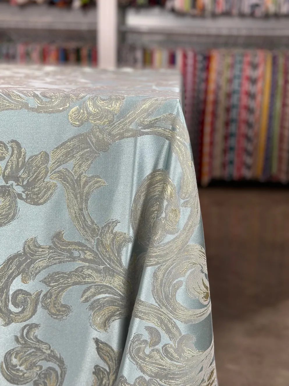 Florence Jacquard Table Linen in Blue
