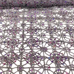 Flower Chain Lace Table Linen in Purple and Silver