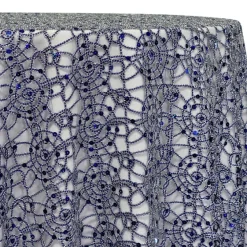 Flower Chain Lace Table Linen in Navy and Silver