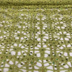 Flower Chain Lace Table Linen in Lime and Gold