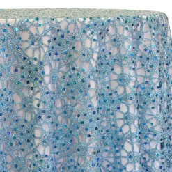 Flower Chain Lace Table Linen in Turquoise and Silver