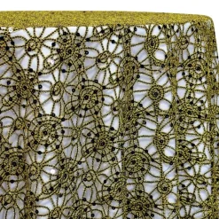 Flower Chain Lace Table Linen in Black and Gold