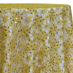 Flower Chain Lace Table Linen in Gold and Gold