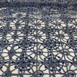 Flower Chain Lace Table Runner in Royal and Silver