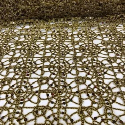 Flower Chain Lace (w/ Poly Lining) Table Napkin in Brown and Gold