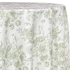 French Toile (Poly Print) Table Linen in Sage