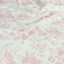 French Toile (Poly Print) Table Linen in Dusty Rose