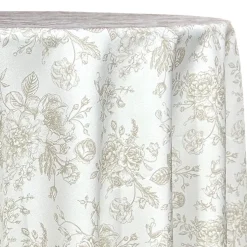 French Toile (Poly Print) Table Linen in Taupe