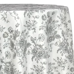 French Toile (Poly Print) Table Linen in Grey