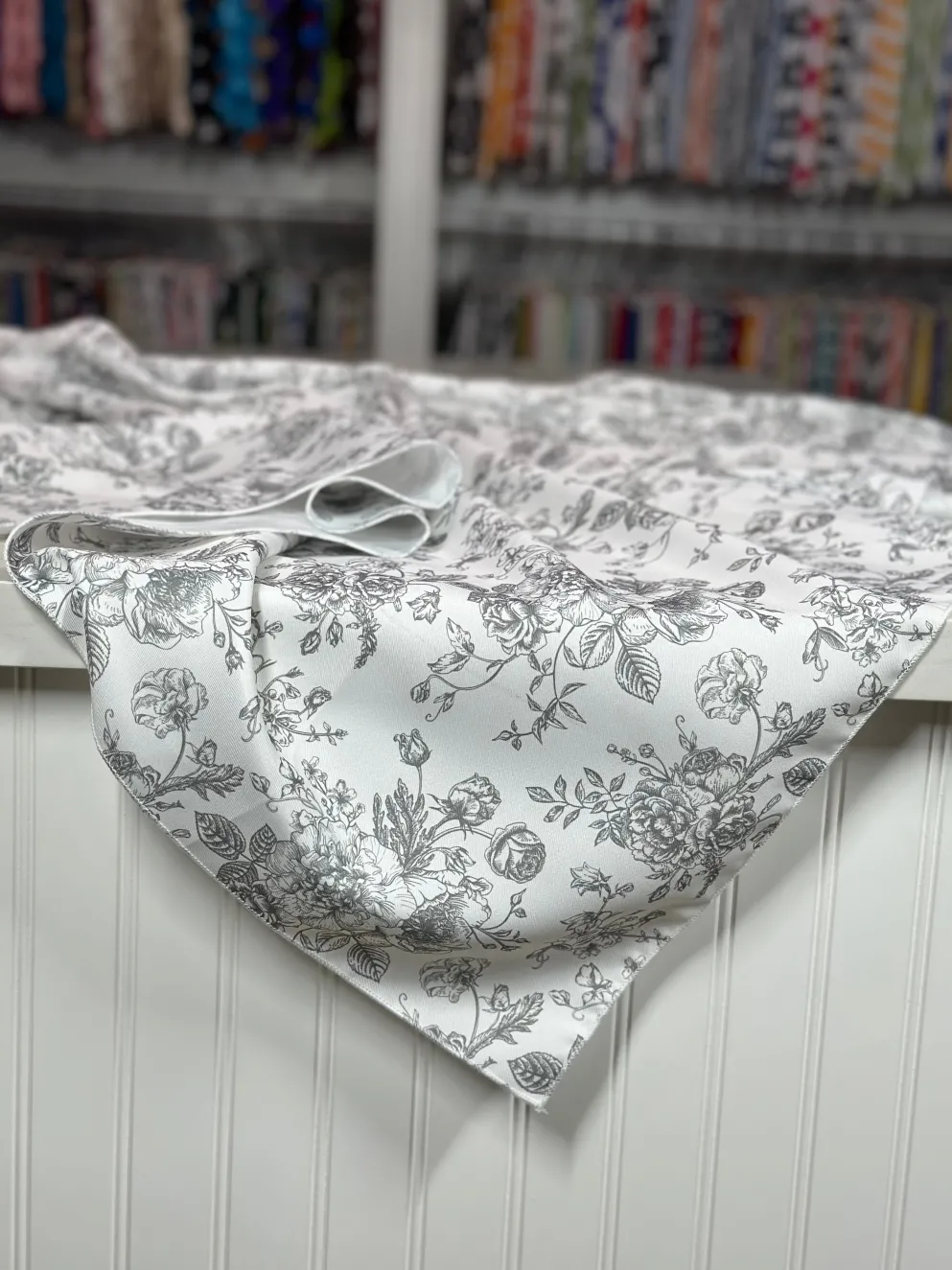 French Toile (Poly Print) Table Linen in Grey