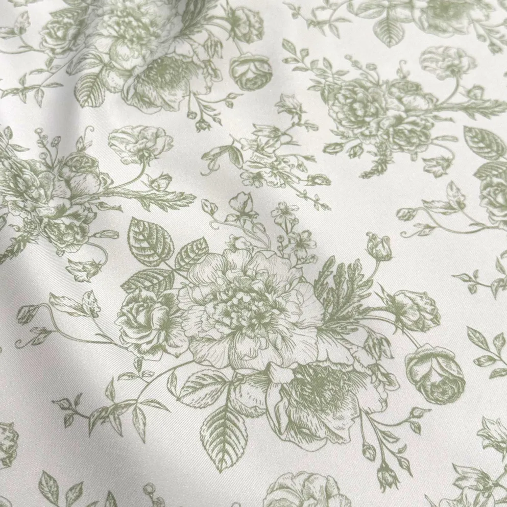 French Toile (Poly Print) Table Runner in Sage