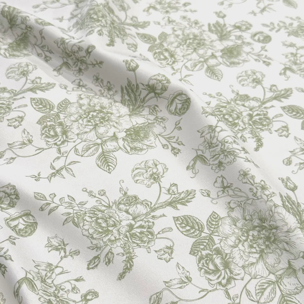 French Toile (Poly Print) Table Runner in Sage