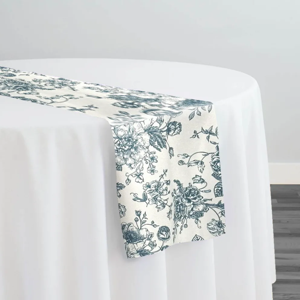 French Toile (Poly Print) Table Runner in Copen Perry