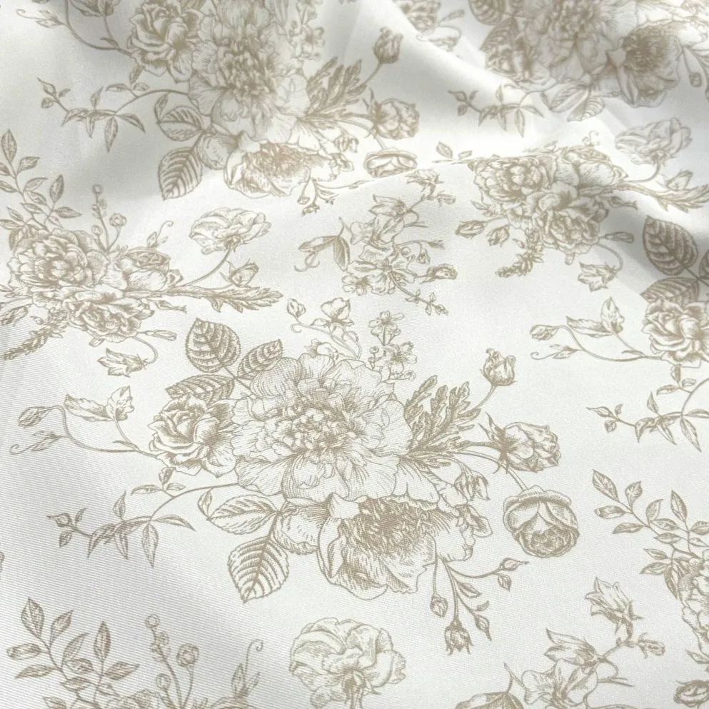 French Toile (Poly Print) Table Runner in Taupe