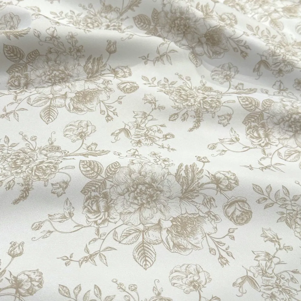 French Toile (Poly Print) Table Runner in Taupe