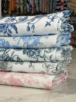 French Toile (Poly Print) Table Linen in Black / Taupe