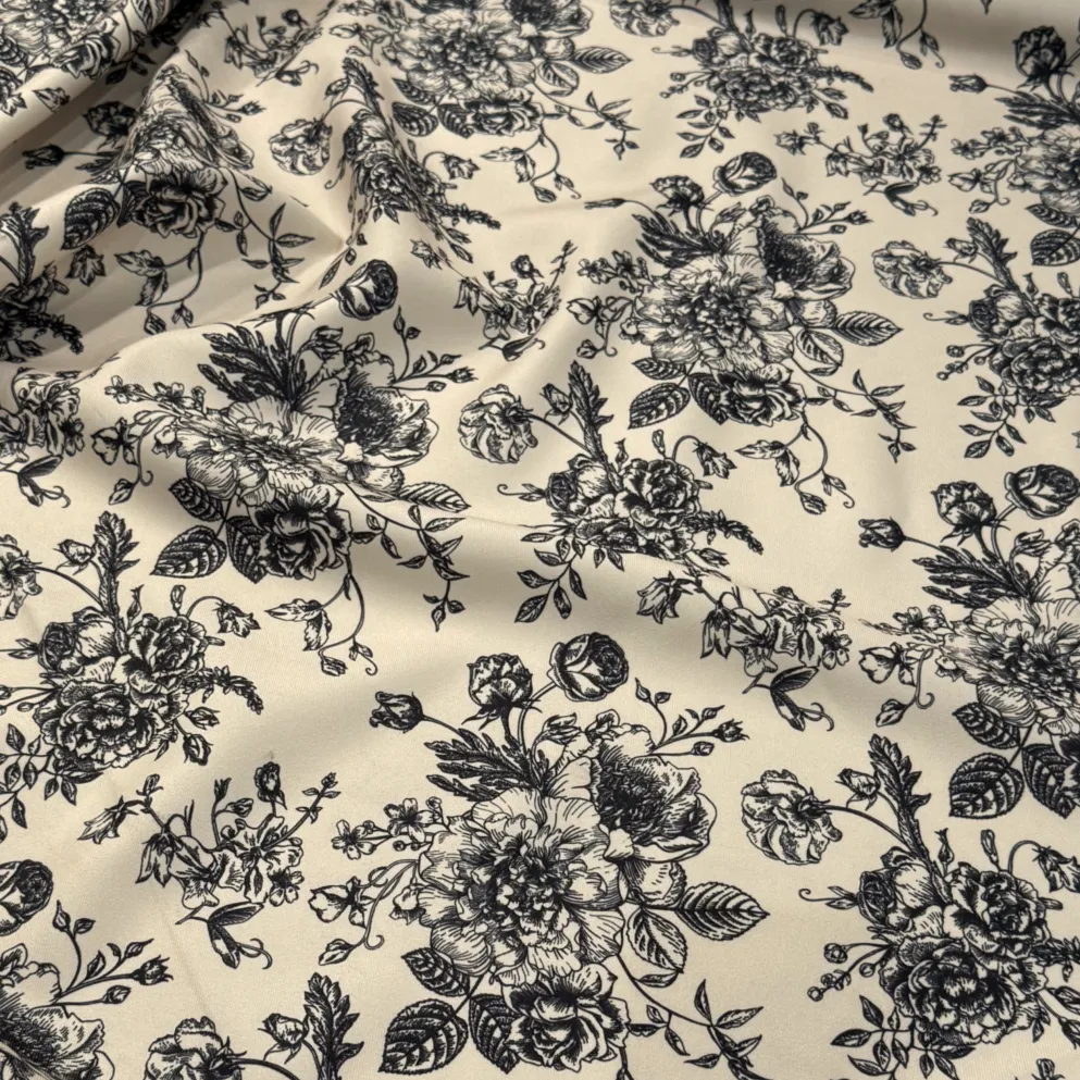 French Toile (Poly Print) Table Runner in Black / Taupe