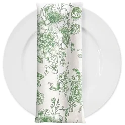 French Toile (Poly Print) Table Napkin in Willow Green