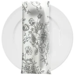 French Toile (Poly Print) Table Napkin in Grey