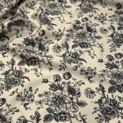 French Toile (Poly Print) Table Napkin in Black / Taupe