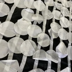 Funzie (Circle Hanging) Taffeta Table Linen in White on Black