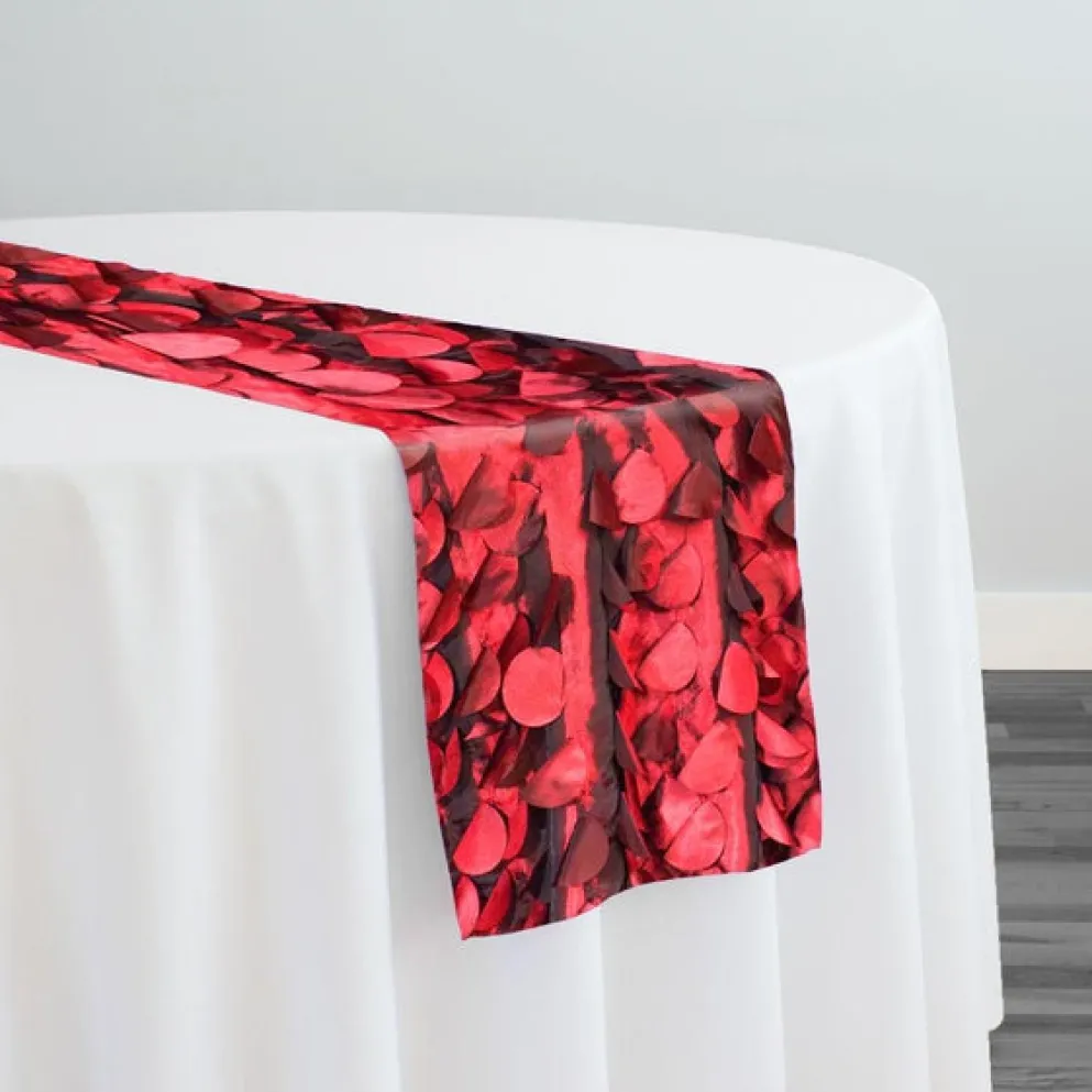 Funzie (Circle Hanging) Taffeta Table Runner in Burgundy