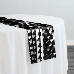 Funzie (Circle Hanging) Taffeta Table Runner in Black and White