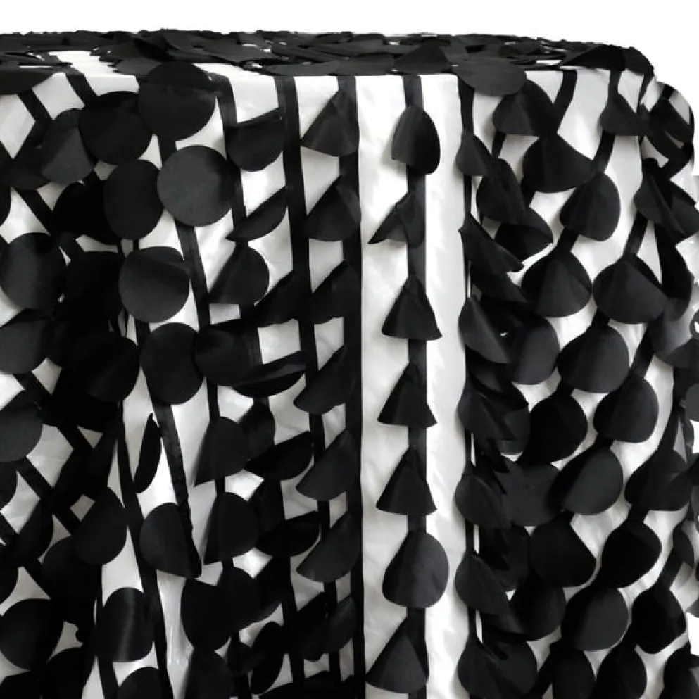 Funzie (Circle Hanging) Taffeta Table Linen in Black and White