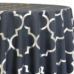 Gatsby (Metallic Print) Table Linen in Black and Silver