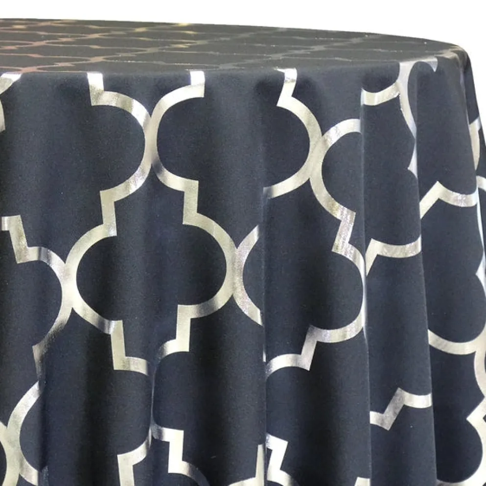 Gatsby (Metallic Print) Table Linen in Black and Silver