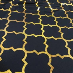 Gatsby (Metallic Print) Table Linen in Black and Gold